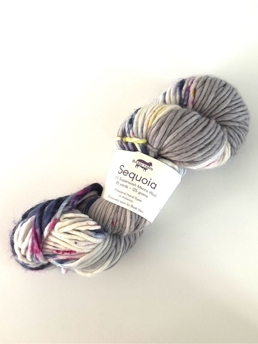 Sequoia Chunky Merino Wool Superwash Yarn Light Gray Multi “Smoke On The Water”